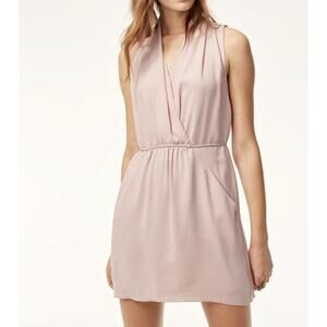 Aritzia Wilfred Sabine Pink Wrap Mini Dress Medium